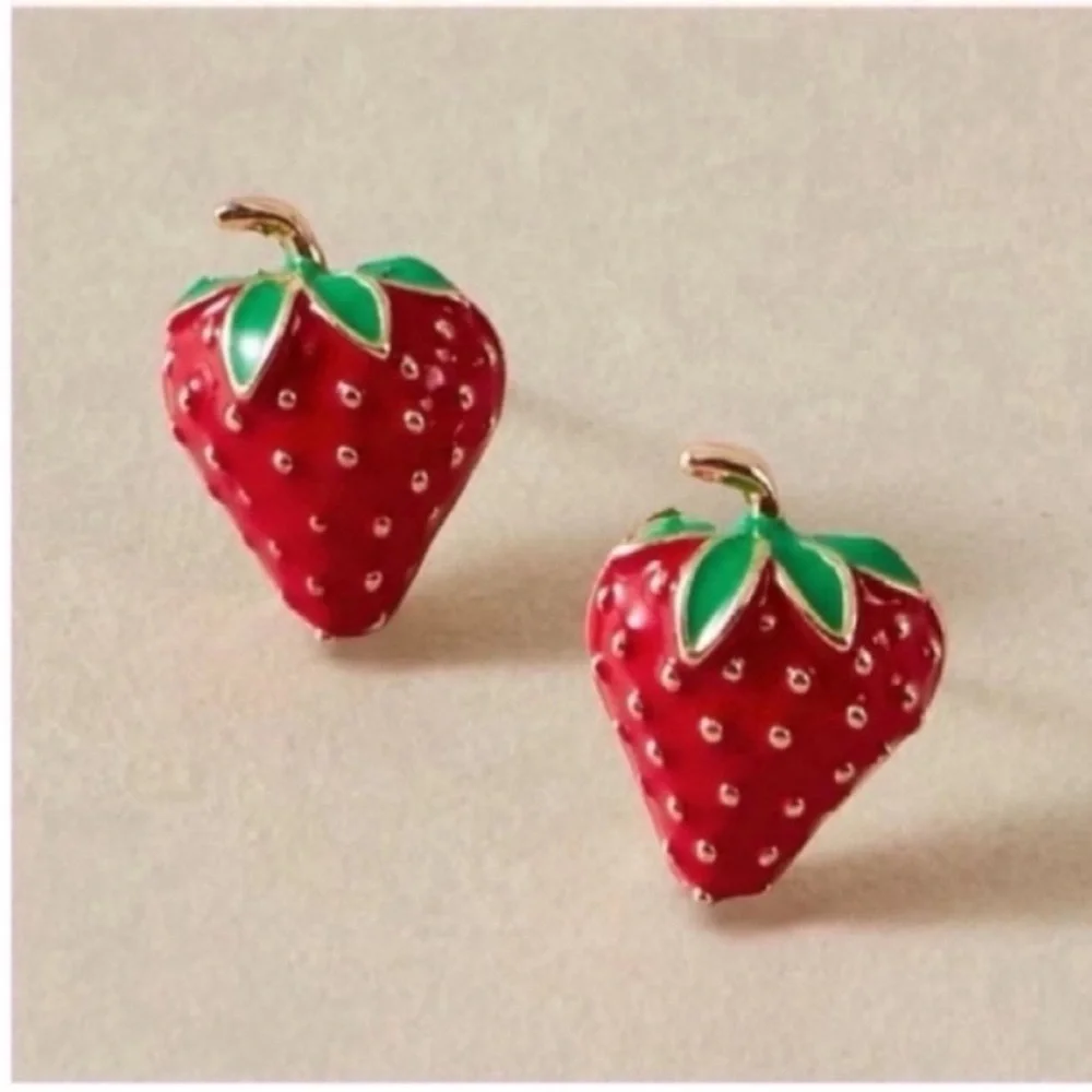 New! Anthropologie Fresa Strawberry Post Earrings (1049) NWOT